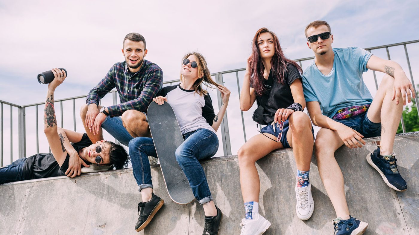 Group of friends hanging out outdoors